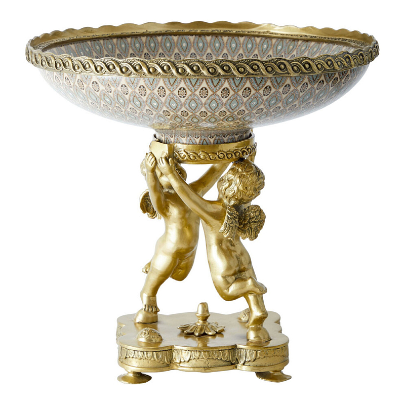 Чаша фарфоровая на двух бронзовых ангелах Eden Garden Бронза Мульти в Перми | Loft Concept 