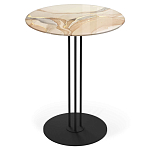 Стол журнальный круглый с бежевой столешницей из стекла Beige Marble варинант исполнения - 1 | Loft Concept в Перми