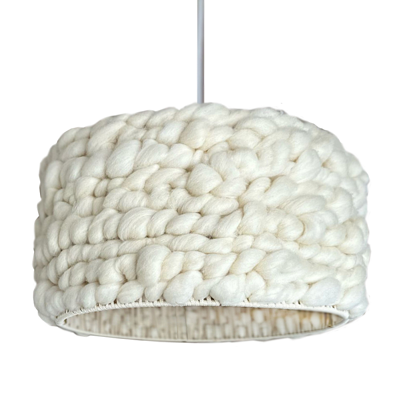 Вязаный шерстяной светильник Knitted wool lamp Cylinder Молочный Вязаный шерстяной светильник Knitted wool lamp Cylinder Молочный в Перми | Loft Concept