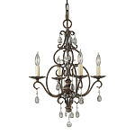 Люстра бронзового цвета с 4-мя лампами и подвесками из оптического стекла в классическом стиле Feiss варинант исполнения - 1 | Loft Concept в Перми