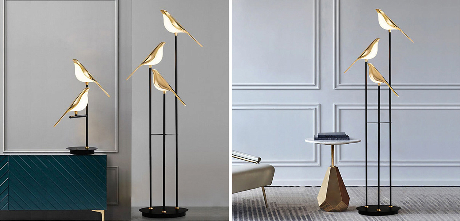 Торшер с золотыми птичками NOMI Three birds Торшер с золотыми птичками NOMI Three birds - Loft-Concept в Перми