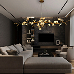 Люстра в виде золотой ветки с цветами и птичками Marvelous Garden варинант исполнения - 1 | Loft Concept в Перми