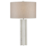 Настольная лампа мраморная с тканевым цилиндрическим абажуром Sharpened варинант исполнения - 3 | Loft Concept в Перми