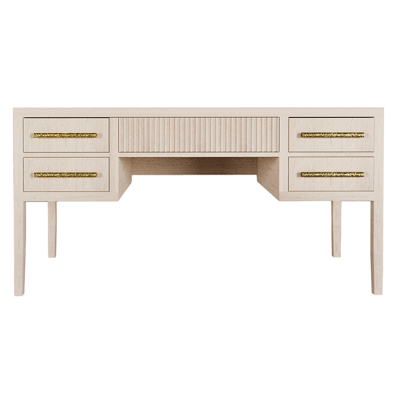 Большой Рабочий стол Primo с 5 выдвижными ящиками Светлый дуб Древесина в Перми | Loft Concept 