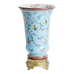 Ваза из голубого фарфора с бронзовыми элементами Blue Garden варинант исполнения - 2 | Loft Concept в Перми