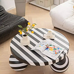 Дизайнерский журнальный стол круглый в чёрно-белую полоску Mypel варинант исполнения - 1 | Loft Concept в Перми