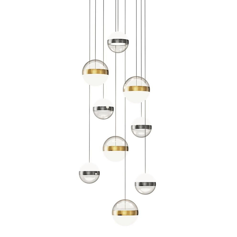 Люстра каскадная с 9-ю подвесами бронза и никель Peggy Futura lamp Прозрачный Молочный Никель Бронза Люстра каскадная с 9-ю подвесами бронза и никель Peggy Futura lamp Прозрачный Молочный Никель Бронза в Перми | Loft Concept