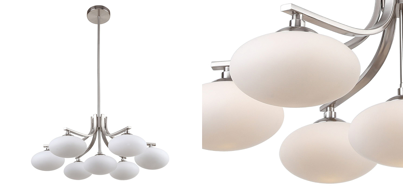 Люстра с овальными белыми плафонами Mushrooms Lamp Люстра с овальными белыми плафонами Mushrooms Lamp - Loft-Concept в Перми