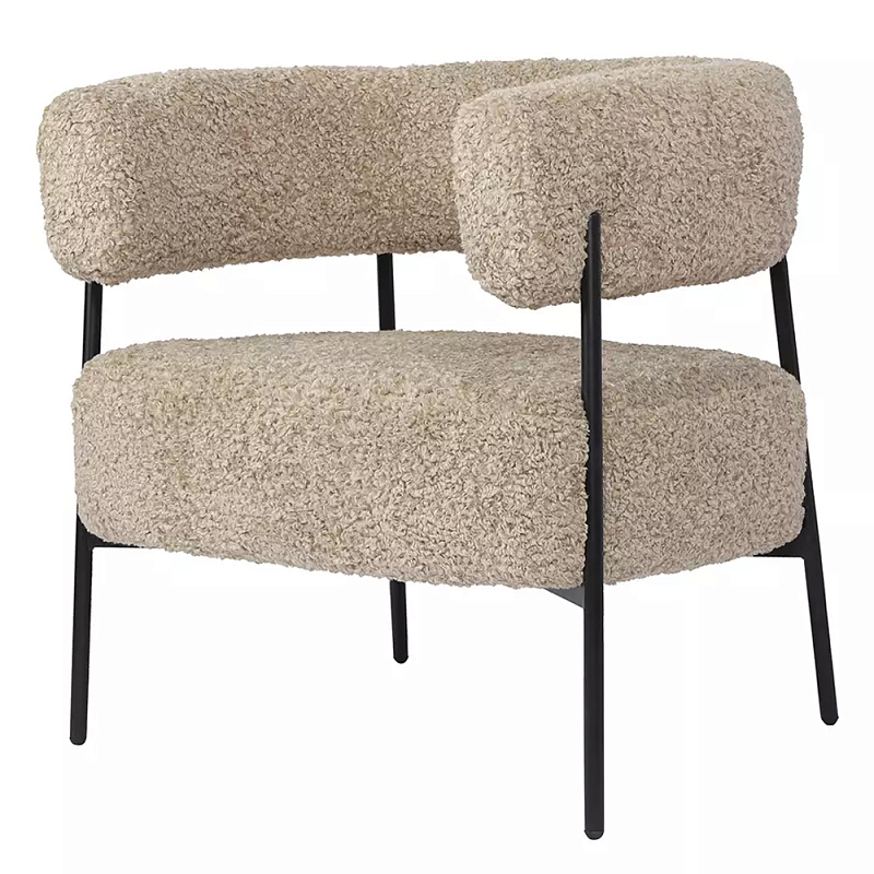 Кресло полукруглое мягкое с буклированной обивкой Armchair with Boucle Upholstery Бежевый в Перми | Loft Concept 