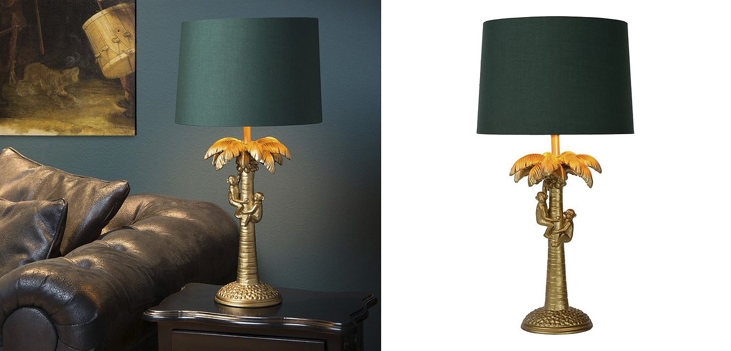 Настольная лампа Пальма Monkeys on a palm table lamp green Настольная лампа Пальма Monkeys on a palm table lamp green - Loft-Concept в Перми