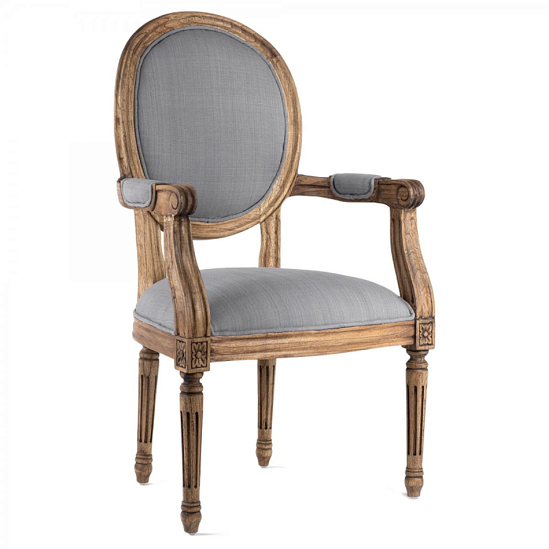 Стул REGENCY MEDALLION ARMCHAIR Gray Linen Дерево Акация Серый в Перми | Loft Concept 