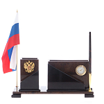 Настольный письменный набор с часами из природного камня обсидиана For the Deputy варинант исполнения - 1 | Loft Concept в Перми