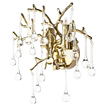 Бра в форме ветвей деревьев золотого цвета с прозрачными подвесками-каплями Droplet Bra варинант исполнения - 1 | Loft Concept в Перми