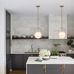 Подвесной светильник с белым плафоном в форме шара в арочной подвеске Hinkley варинант исполнения - 19 | Loft Concept в Перми