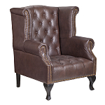 Кресло из натуральной кожи на 4-х деревянных ножках из массива бука Thomas Armchair brown варинант исполнения - 1 | Loft Concept в Перми