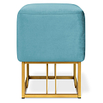 Пуф квадратный голубой велюр на золотом металлическом основании Celeste Blue варинант исполнения - 2 | Loft Concept в Перми