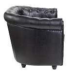 Диван кожаный двухместный на 4-х деревянных ножках из массива березы Logan Leather Seating black варинант исполнения - 2 | Loft Concept в Перми