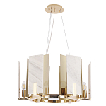 Люстра подвесная круглая с мраморными прямоугольными вставками и золотым основанием Диаметр 55 см Marble square Chandelier варинант исполнения - 2 | Loft Concept в Перми