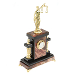 Часы настольные бронзовые из натурального камня Яшма с декором в виде Фемиды Themis Stone Clock варинант исполнения - 2 | Loft Concept в Перми