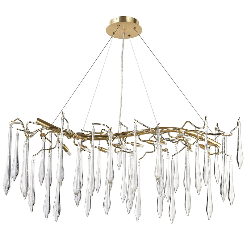 Линейная люстра с хрустальными подвесками в виде капель Droplet Crystal Gold Linear Chandelier 12 Золотой Прозрачный Линейная люстра с хрустальными подвесками в виде капель Droplet Crystal Gold Linear Chandelier 12 Золотой Прозрачный в Перми | Loft Concept