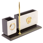 Настольный письменный набор из мрамора с часами и ручкой Marble Accessory варинант исполнения - 2 | Loft Concept в Перми