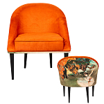 Кресло из натурального бука оранжевое с цветным принтом Impressionism in Art варинант исполнения - 2 | Loft Concept в Перми