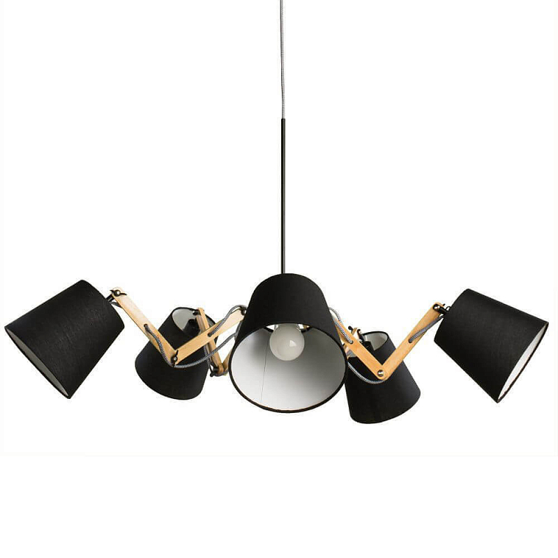 Люстра Woodland Pendant 5 Black Древесина Черный Люстра Woodland Pendant 5 Black Древесина Черный в Перми | Loft Concept
