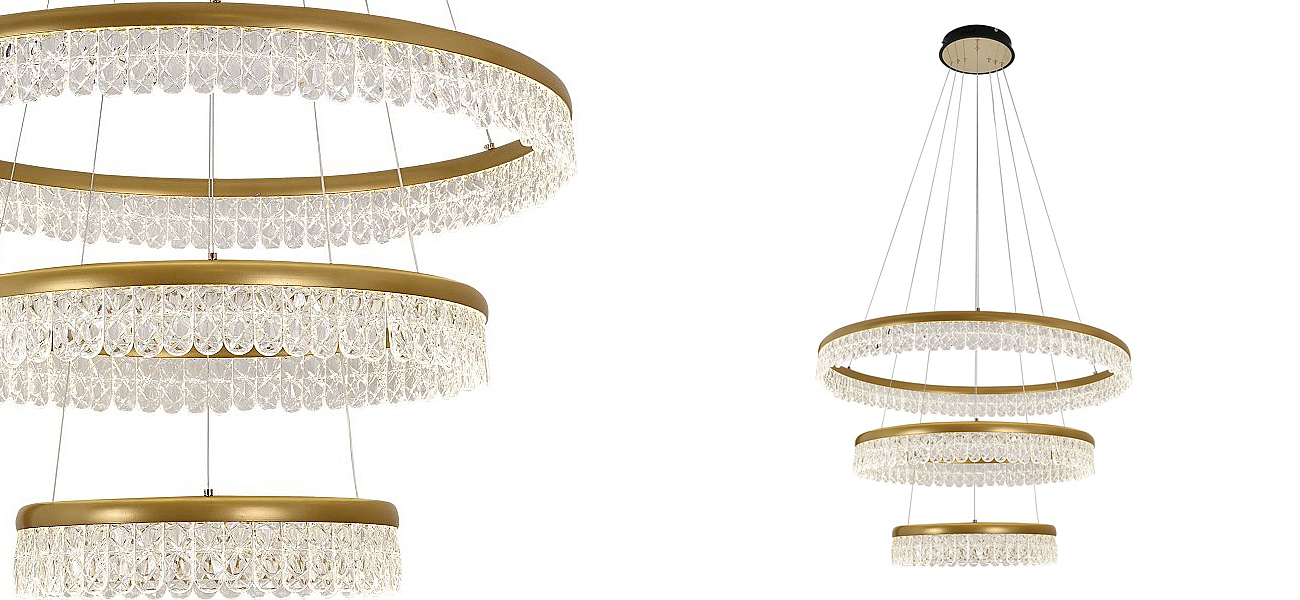 Светодиодная люстра из 3-х колец Pettico Gold Светодиодная люстра из 3-х колец Pettico Gold - Loft-Concept в Перми