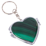 Зеркало брелок складное двухстороннее в форме сердца из натурального камня Малахит Stone Mirrors варинант исполнения - 1 | Loft Concept в Перми