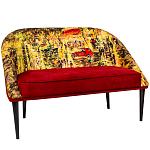 Диван двухместный из натурального бука красный с цветным принтом Impressionism in Art варинант исполнения - 3 | Loft Concept в Перми