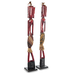 Комплект из 2-х деревянных статуэток Asmat Tall Red Statuettes варинант исполнения - 2 | Loft Concept в Перми