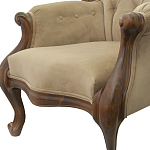 Кресло с мягкой обивкой из светло-коричневого велюра на 4-х деревянных ножках Evelyn Classical Armchair варинант исполнения - 4 | Loft Concept в Перми