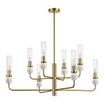 Люстра с 8-ю плафонами в форме стеклянных трубок и мраморных декоративных элементов Montreal варинант исполнения - 8 | Loft Concept в Перми