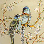 Настольная лампа бежевая с изображением птиц Slip Away варинант исполнения - 6 | Loft Concept в Перми