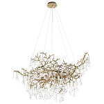 Подвесная люстра в виде ветвей деревьев золотого цвета с прозрачными подвесками-каплями 10 и 14 ламп Droplet Chandelier варинант исполнения - 3 | Loft Concept в Перми