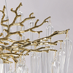 Люстра золотого цвета с декоративными ветками и длинными прозрачными стеклянными подвесами в форме сосулек Droplet Chandelier варинант исполнения - 7 | Loft Concept в Перми