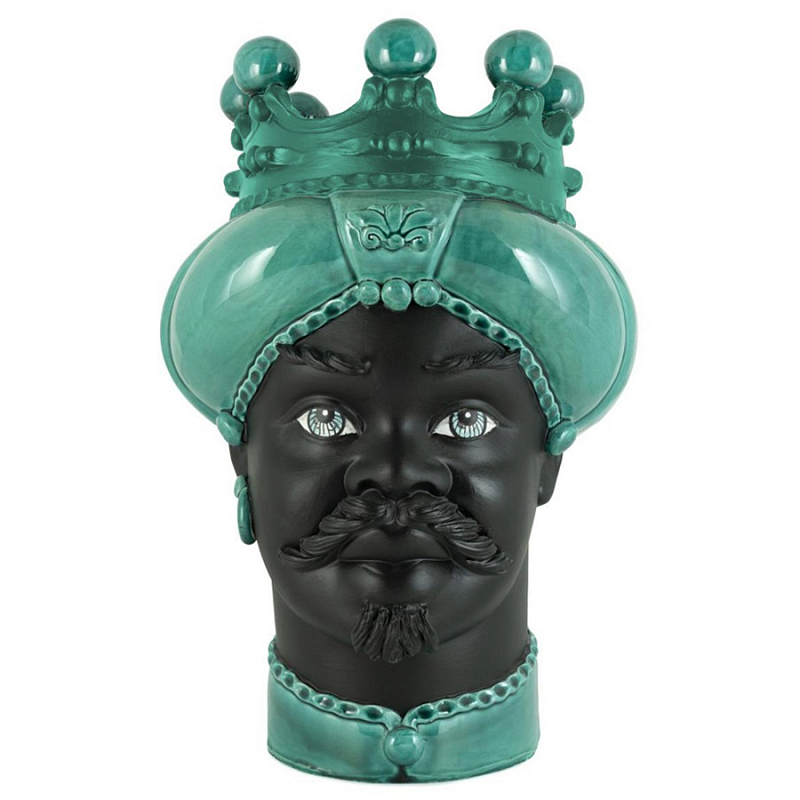 Ваза Vase Moro Man Crown Dark Malachite Черный Малахит Ваза Vase Moro Man Crown Dark Malachite Черный Малахит в Перми | Loft Concept