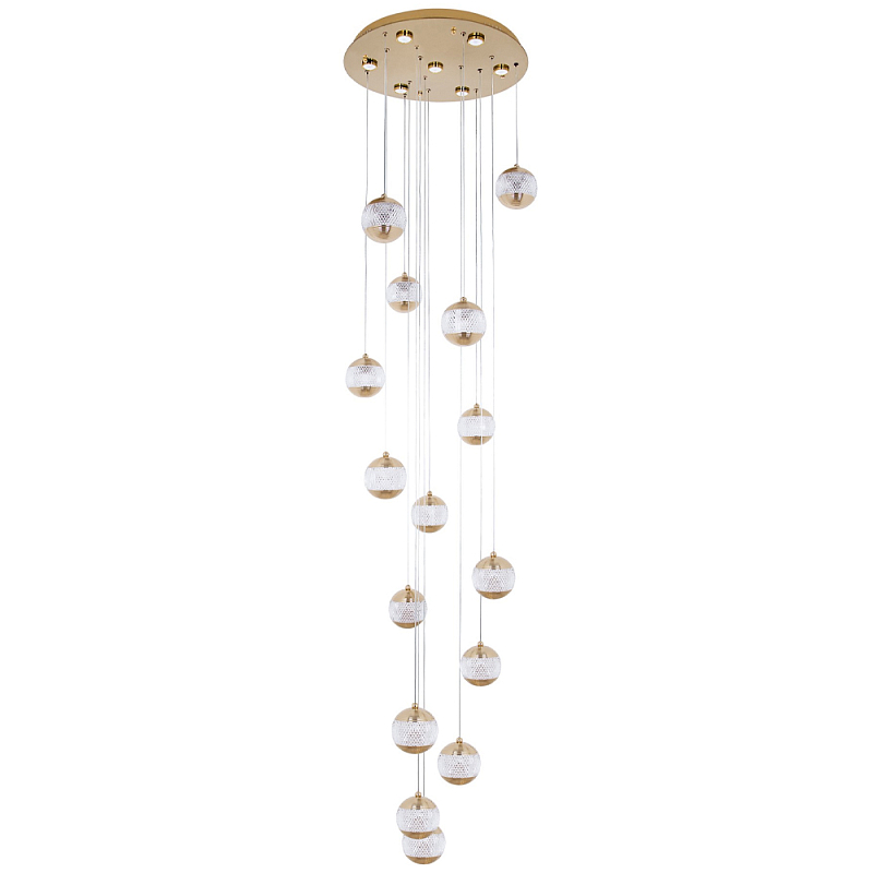 Каскадная люстра с сферическими плафонами из акрила Veva Lamps Chandelier Золотой Прозрачный Каскадная люстра с сферическими плафонами из акрила Veva Lamps Chandelier Золотой Прозрачный в Перми | Loft Concept