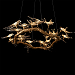 Люстра подвесная с прозрачными стеклянными птичками на ветвях Диаметр 100 см Serip Voa варинант исполнения - 9 | Loft Concept в Перми