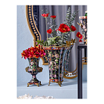 Ваза из фарфора черная с цветочной росписью и бронзовой стрекозой Spring Garden варинант исполнения - 4 | Loft Concept в Перми