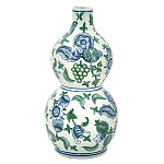 Ваза фигурная с сине-зелеными узорами распустившихся цветов Blossoming Spring варинант исполнения - 1 | Loft Concept в Перми