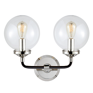 Бра Бистро Globe Clear Glass Double Sconce Nickel