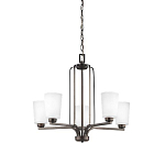 Люстра бронзового цвета с 5-ю матовыми стеклянными плафонами Generation Lighting варинант исполнения - 1 | Loft Concept в Перми