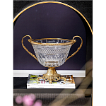 Чаша из прозрачного стекла с ручками и ободком из бронзы Eden Garden варинант исполнения - 2 | Loft Concept в Перми