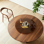 Стол обеденный круглый с двойной столешницей Walnut Wood Table варинант исполнения - 5 | Loft Concept в Перми