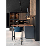 Комбинированный кухонный гарнитур сине-серого цвета с фасадом под дерево Benjamin Kitchen Set варинант исполнения - 5 | Loft Concept в Перми