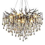 Люстра черная с прозрачными стеклянными подвесками в форме капель FAIRYTREE Light варинант исполнения - 3 | Loft Concept в Перми