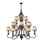 Люстра бронзового цвета с бежевыми абажурами из органзы в классическом стиле Hinkley варинант исполнения - 2 | Loft Concept в Перми