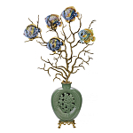 Ваза зеленая с бронзовыми ветвями и фарфоровыми рыбками Eden Garden варинант исполнения - 1 | Loft Concept в Перми