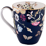Кружка синяя из фарфора с рисунком цветов 400 мл Garden Whisper Porcelain Set  варинант исполнения - 1 | Loft Concept в Перми